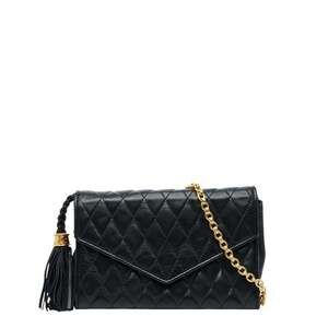 CHANEL Black Lambskin Leather Shoulder Bag